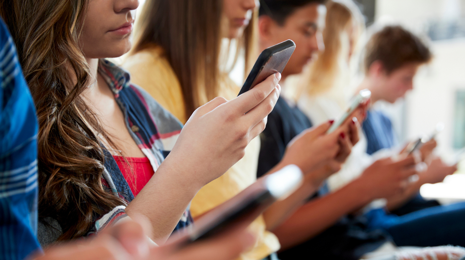 Plusieurs étudiants assis qui regardent tous leur écrans tout seuls.